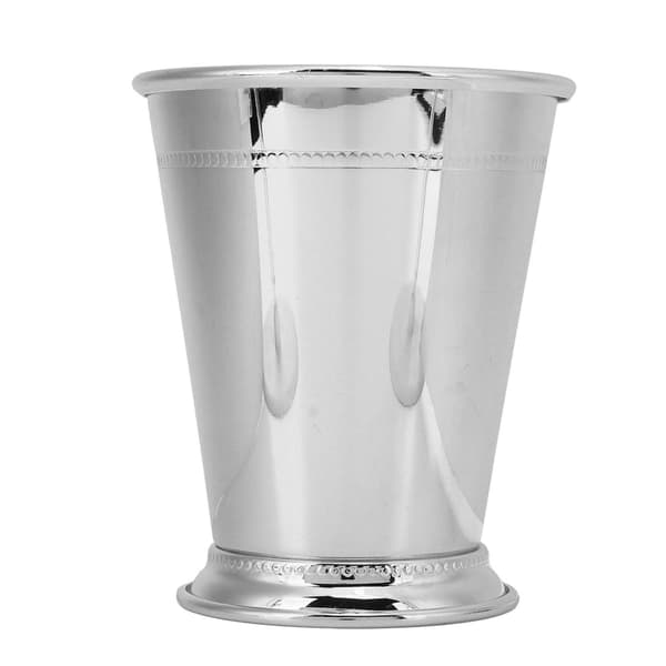 Julep Cup Rustfritt Stål Elegant Retro Høy Stabilitet Perlet Mint Julep Cup for Hjem Klassisk Sølv