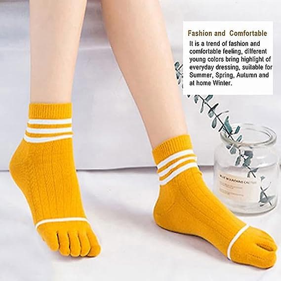 Toe Socks Cotton Crew Five Finger Socks Running Training For Men Women 5-pack (FMY)