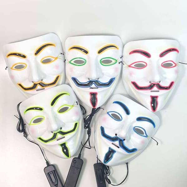 Valoisa LED-V-sanamaski (punainen) Halloween-asuun cosplay-juhliin