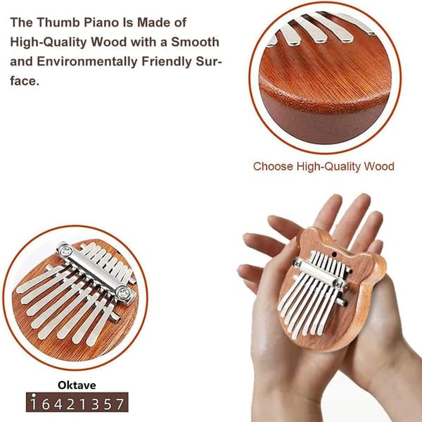 1 st (Träbjörn) 8-tangenters Kalimba, Limba, Barninstrument
