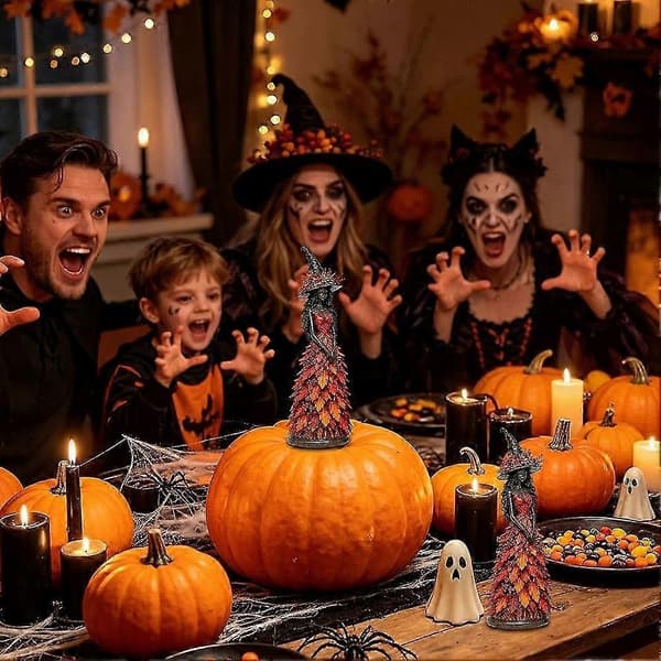 Efterårsløv Heks Harpiksfigur Gul Halloween Borddekoration Pynt
