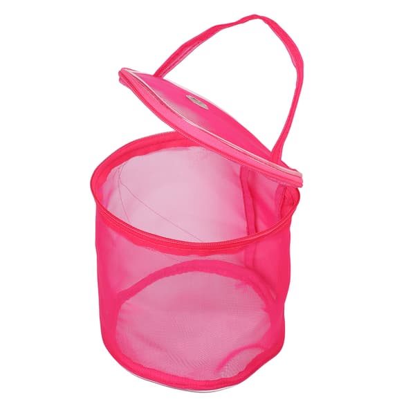 Portable Handle Large Space Mesh Design Durable Nylon Wide Use Knitting Bag Rose Red