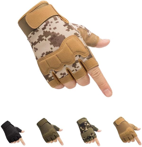 (L) Taktiske fingerløse hansker, brune, lette, pustende og