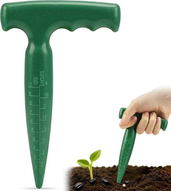 Soil Turning Tool Bulb Planter - Made of plastic with graduations for precise planting, this handheld...
