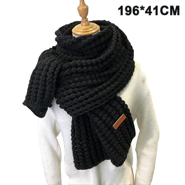 Varm höst- och vinterscarf, Grils enfärgad vinterhalsduk (SVART)