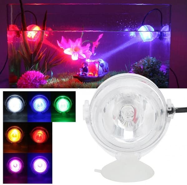 LED Aquarium Light Mini Submersible Lamp Amphibious Lamp Waterproof Lighting 180º Adjustable Colorful