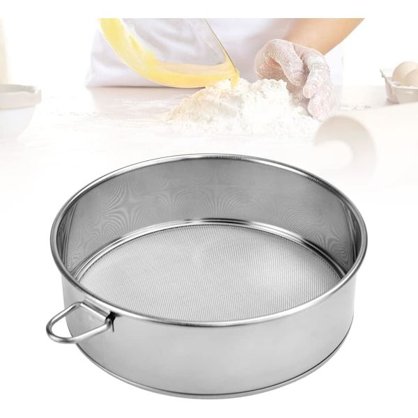 20 cm (40 mesh) Melsigte i rustfrit stål, finmasket bagesigte