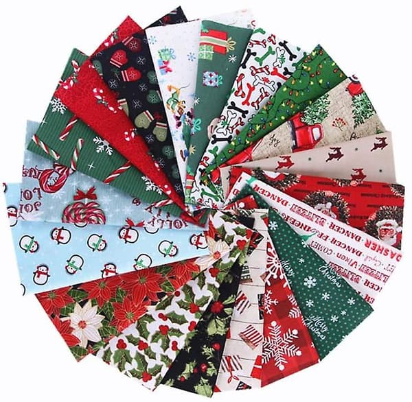 Cotton Christmas Fabric, 20cm x 25cm, 10 pcs, Patchwork Fabric, Quilting Fabric, Cotton Fabric (random assortment)