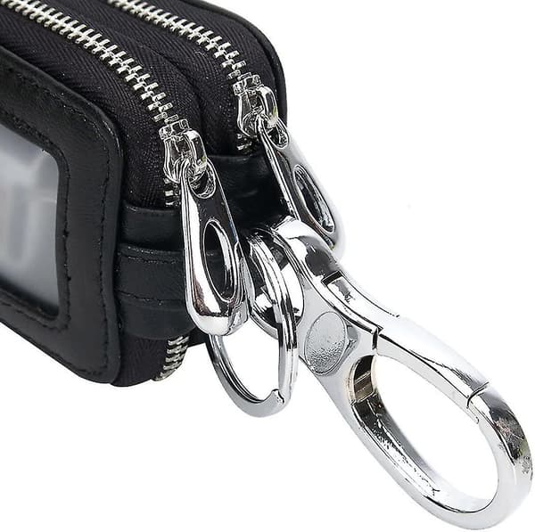Unisex Nøglering-etui i ægte læder, bilnøgleholder med lynlås