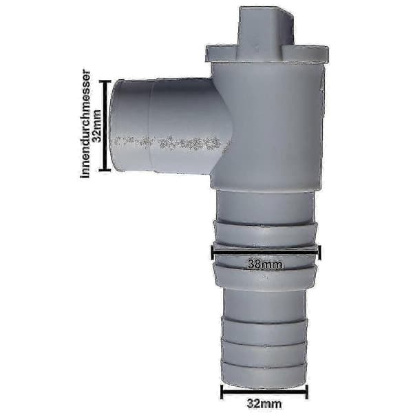 Service-/stengeventil for svømmebasseng med 32 mm slangekobling
