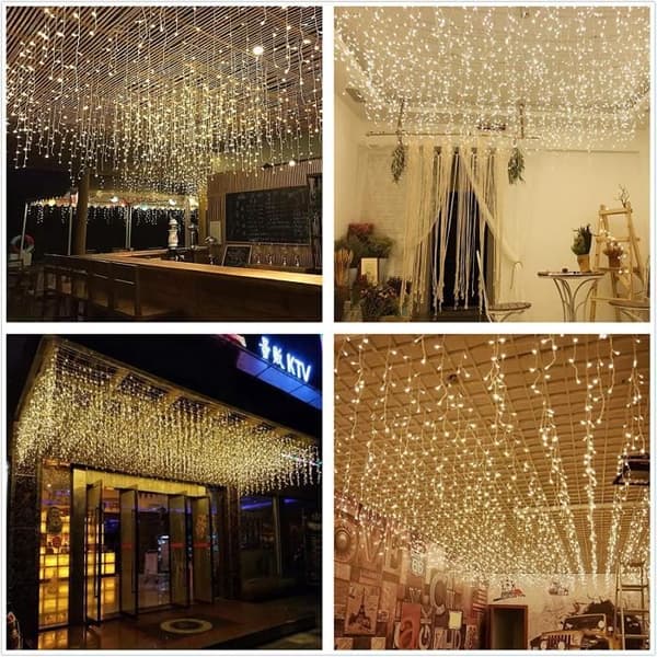 LED Istapper Lys 5M 96 LED Vindusgardinlys Vanntett Lyslenke - Varmhvit