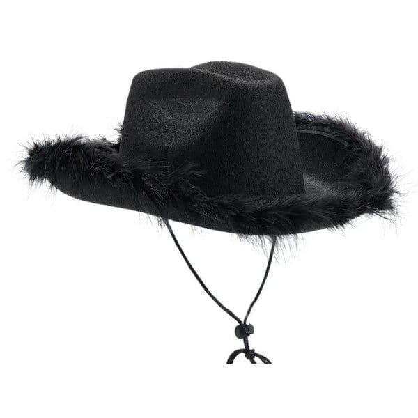 Cowgirlhatte, Fjerfilt Western Cowboyhat Sort Sort