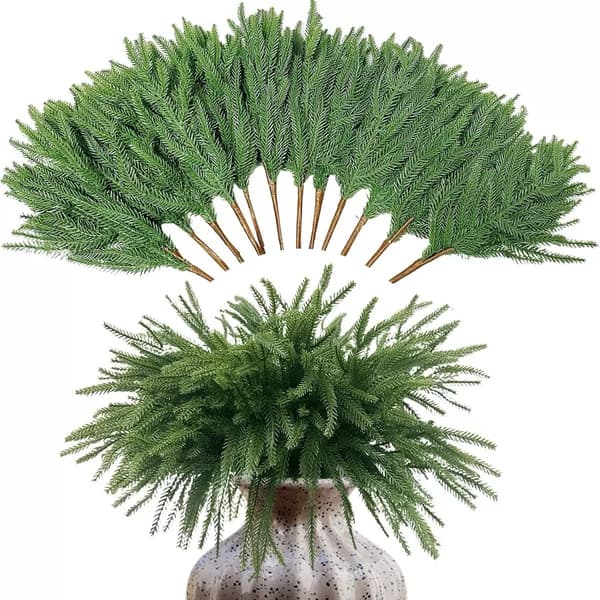 10-pack Decorative Pine Needles, 10-branch Christmas Simulation Pine Needles, Used for Christmas Trees, Artificial Green Plants