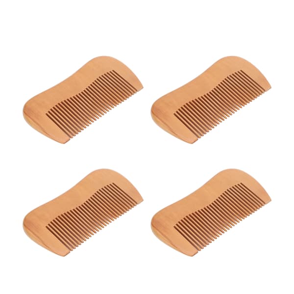 4-pack trä hårkam, fintandad, minskar hårbrott, ergonomisk design, massagekam, födelsekam
