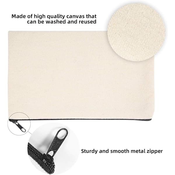 10-pack tomma DIY-väskor i canvas, pennfodral, sminkväska, tomma, DXGHC