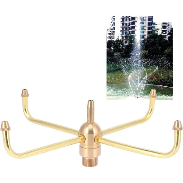 Fontenesprayhode sprayhodedyse 4 roterende armer messing vannfontenesprayhode hagefontene G1/2 utvendig gjenge