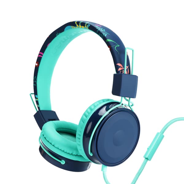 Børneheadset med mikrofon - sammenklappeligt og justerbart stereokabelheadset til børn