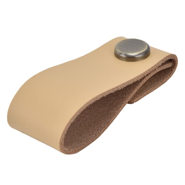 Faux Leather Luggage Handle Modern Simple Hole Hidden Cabinet Pull for Door Wardrobe Light Brown