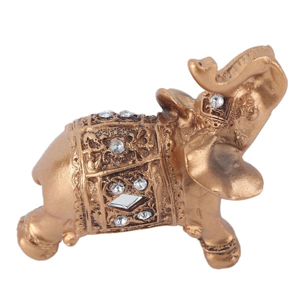 Gylden elegant statuefigur med snabelen opp, samleobjekt, hjemmeinnredning for velstand (9*9cm)