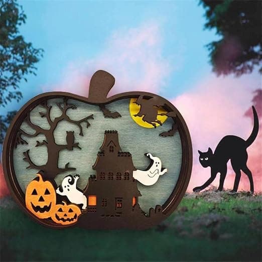 Dekorationer Træ Håndværk Græskar Udskæring Mønster Halloween Lys