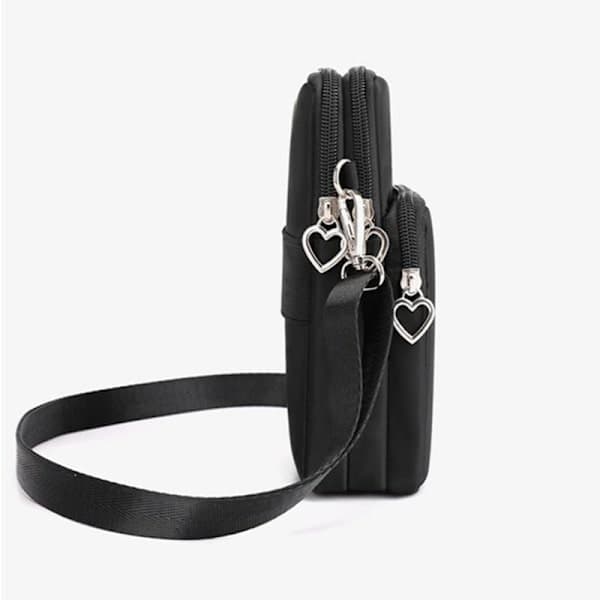 Skuldertaske til mobiltelefon - Pung, Håndtaske, Clutch - sort