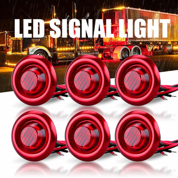 10X 3/4\" 12V 24V LED-positionslys Lastbil Trailer Rund Side Bullet