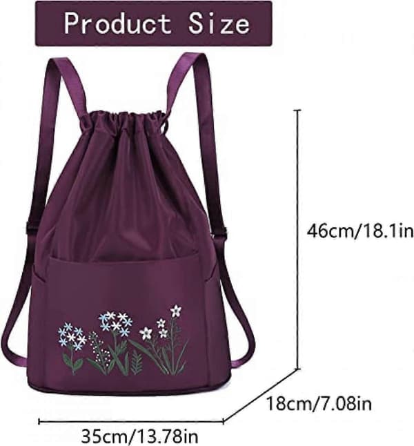 Drawstring Backpack, Women's Drawstring Bag, Waterproof Drawstring Backpack, Large Drawstring Backpack with Wet and Dry Storage - Purple