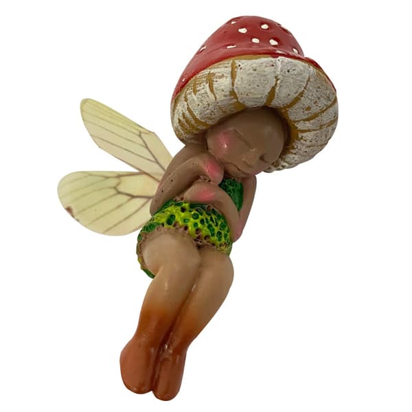 Rustik harpiks sovende fe ornament, Genie udendørsindretning, skov