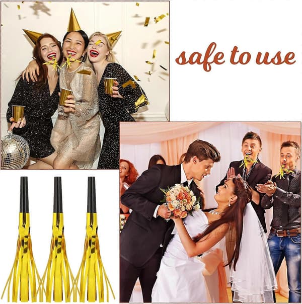 12 stk Festlydmakere for Voksne Lydmakere for Fest Gull Festblås Glitter Lydmakere Testhorn og Lydmakere