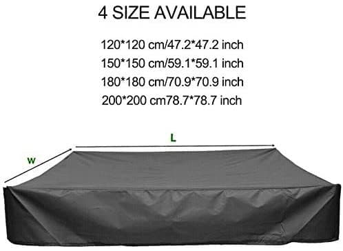 Sandpit Cover with Drawstring, Oxford Fabric Square Tarp for Sandpit, Pool, Garden or Yard (Black, 150 150)