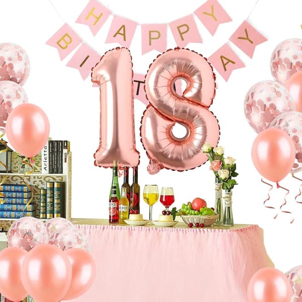 18-årsdag, 18-årsdagsdekorasjon, 18 ballongdekorasjon, 18 ba