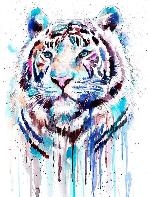 DIY 5D Diamond Painting Kit for Adults White Tiger Rhinestone Comp