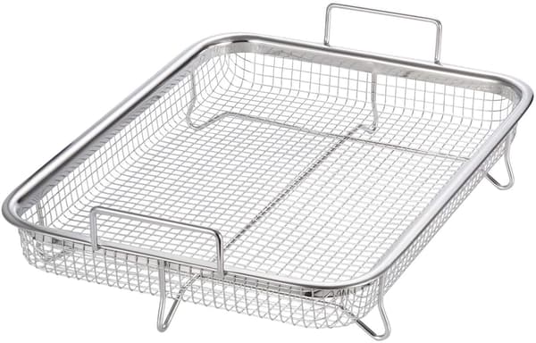 Multifunksjonell matlagingskurv i rustfritt stål for pommes frites, grilling (30 x 22 x 5 cm)