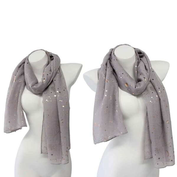Skjerf for kvinner, Glitter Sparkle Stardust-skjerf for kvinner, Lett sjal Bryllupsfolie Print Skjerf Wrap Stjerner og Måner