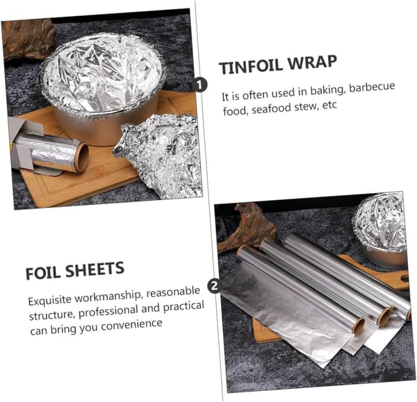 aluminiumfolie 4 rullar 30cm X 5m från silver för köket -