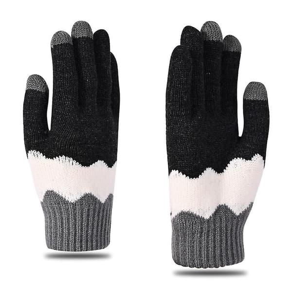 Vintervarme strikkehansker for kvinner, 21x8,5 cm, elastiske mansjetter, helfingerhansker (grå)