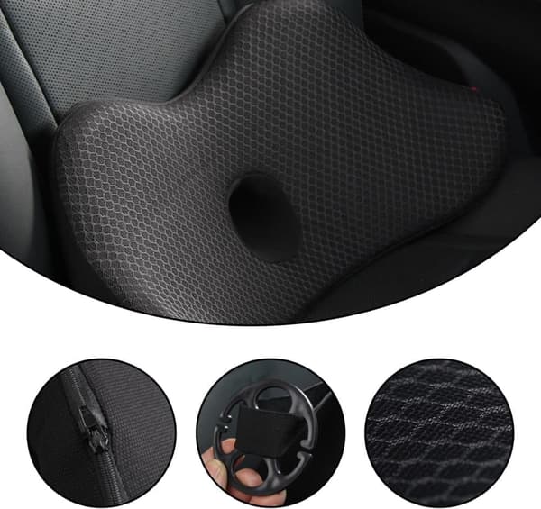 Car Lumbar Support Cushion - 2-in-1 Memory Foam Ergonomic Back Cushion Seat Pad for Car and Office
