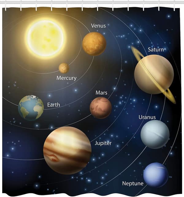 Puslespill Dusjforheng, Solsystemet Sol Planetbane Astronomi Ytre Rom, Stoff Baderomsdekorasjon