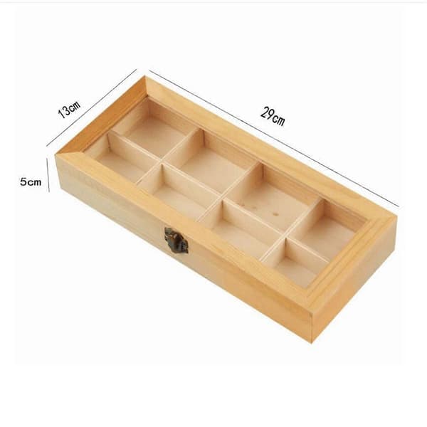 Display Cabinet with 8 Compartments, Wooden Tea and Coffee Rack, Storage Box