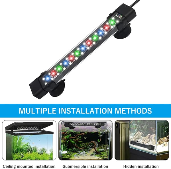 Aquarium Lighting - 20 cm - 8 W - With Remote Control - LED Aquarium Lamp - IP68 Waterproof - 7 Colors - Adjustable Timer [Energy Class A]
