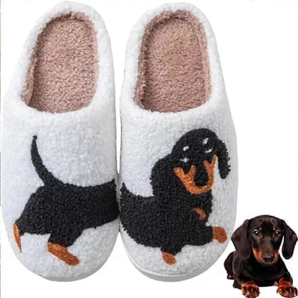 Dachshundtofflor för Kvinnor, Djur-Tecknade Tax-Tofflor 44 to 45