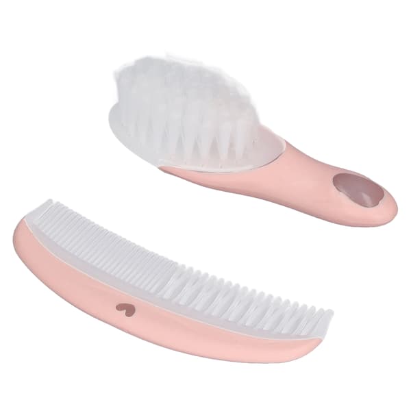 Baby Brush and Comb Set Cute Pink Small Compact Lightweight Portable Soft Comfortable Massage Tool for Infants