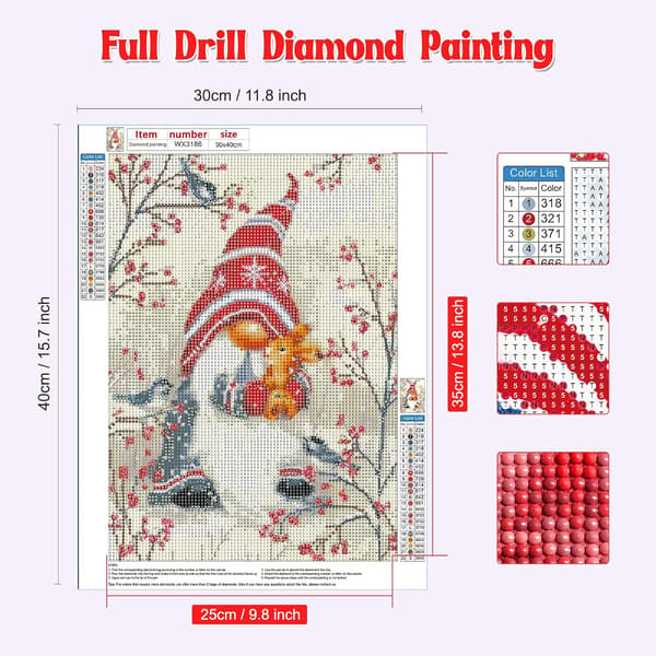 30x40cm Tomtar Diamantmålning Kit för Vuxna, 5D Tomtar och Ra