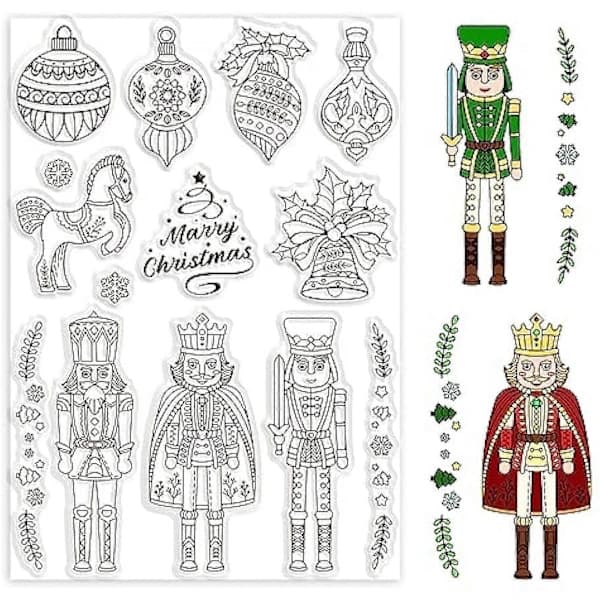 Christmas Nutcracker Pattern Decoration Clear Stamps Christmas Lantern Small Bell Transparent Silicone Stamps for DIY Scrapbooking Embossing Stencils