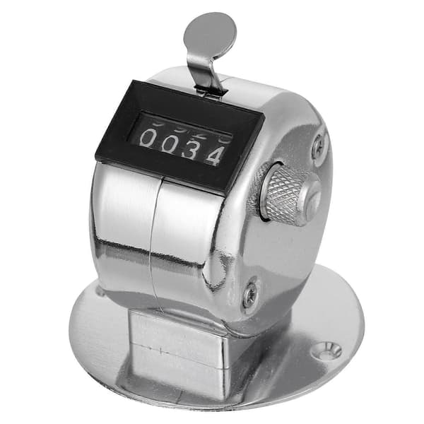 Bærbar teller, effektiv mekanisk teller med tydelig 4-sifret display [DB] Sølv 6,5x5,6cm
