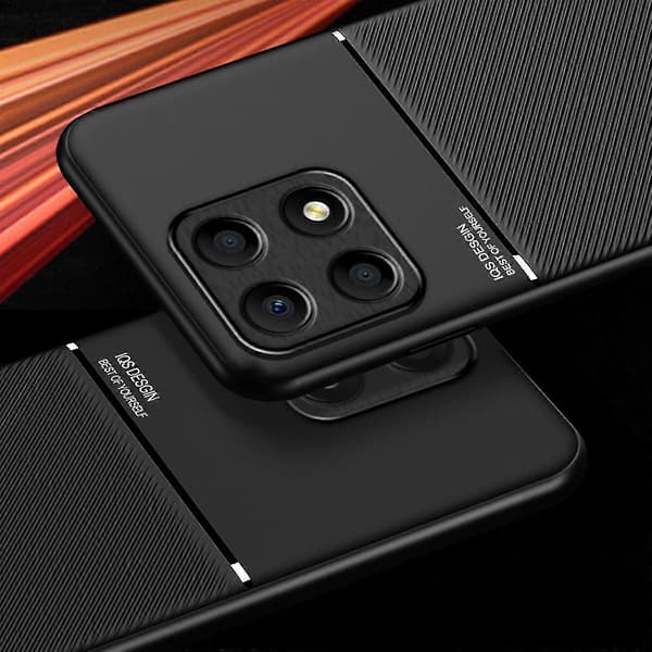 For Honor X8a 4g Mobile Phone Case Lines Embossed PU Leather + TPU Shockproof Protection