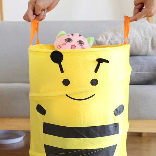 Foldable Fabric Laundry Basket with Handles Cute Ladybug Storage Organizer for Kids Home Pink 43.5 x 34 cm Ladybug Ladybug