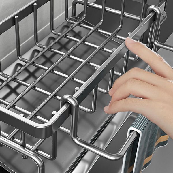 Multifunctional Countertop Draining Storage Rack Heavy Duty Durable Draining Rack for Bathroom Kitchen Grey Grey