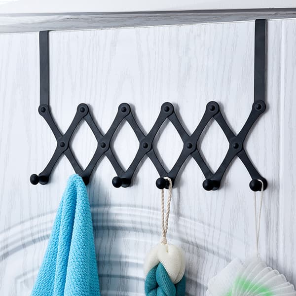 Infällbara dörrkrokar Rostfritt stål Hängkrok Multifunktionell förvaringsställ för hem badrum sovrum Svart Black 4 Hooks