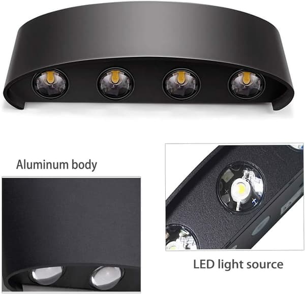 Moderni LED-seinävalaisin sisä-/ulkokäyttöön IP65 vedenpitävä 8W, Dow